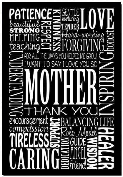 Mother Words, Black and White (Rectangle) Wall Art