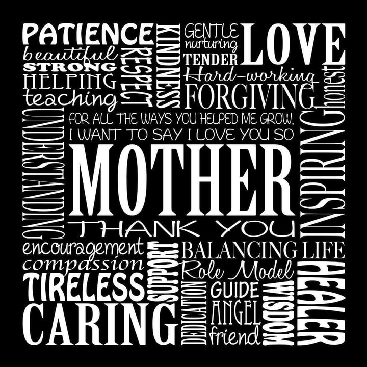 Mother Words, Black and White (Square) Wall Art