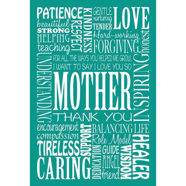Mother Words, Teal (Rectangle) Wall Art