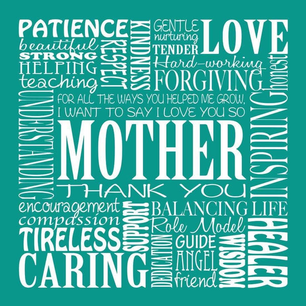 Mother Words, Teal (Square) Wall Art