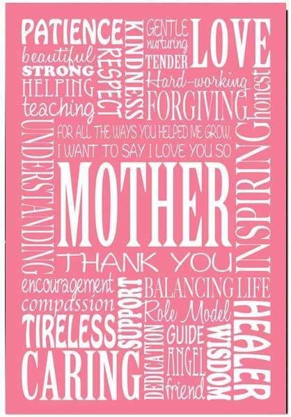 Mother Words, Pink (Rectangle) Wall Art