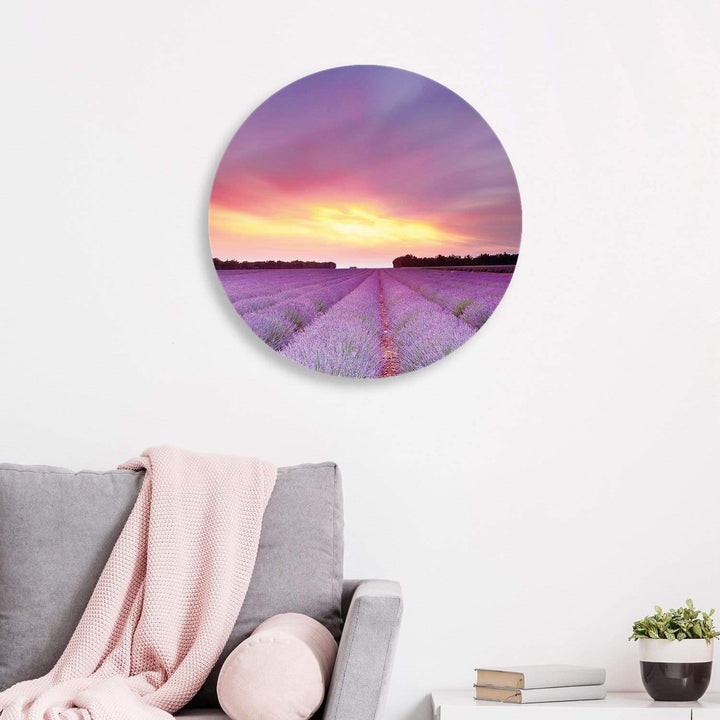 Lavender Sunset Circle Acrylic Glass Wall Art