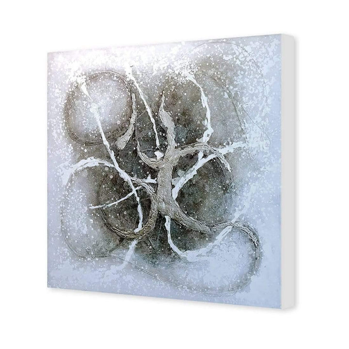 Silver Crescents Acrylic Hand Painted Canvas - 120x120 cm Wall Art