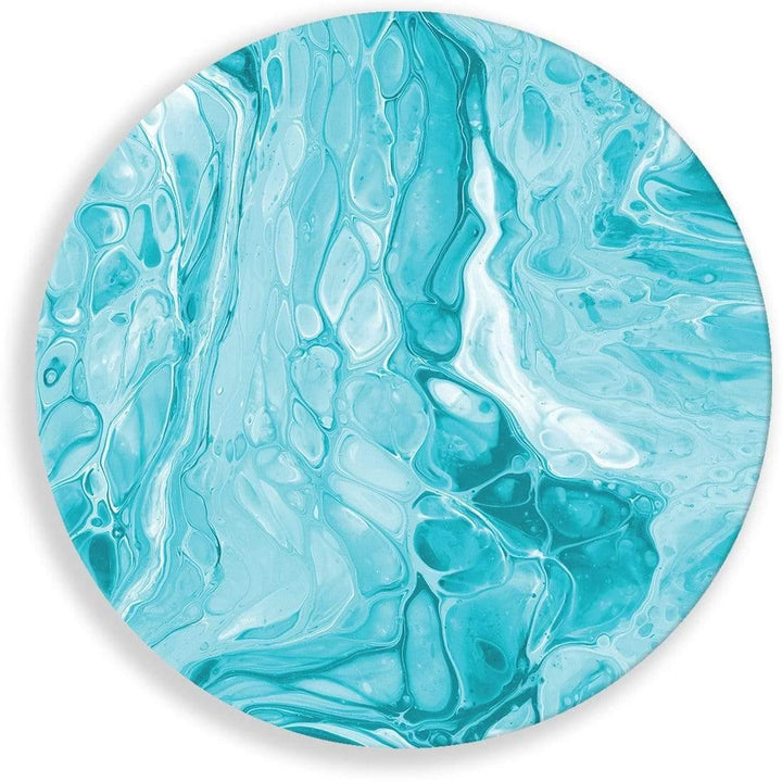 Romanticism in Aqua Abstract Circle Acrylic Glass Wall Art