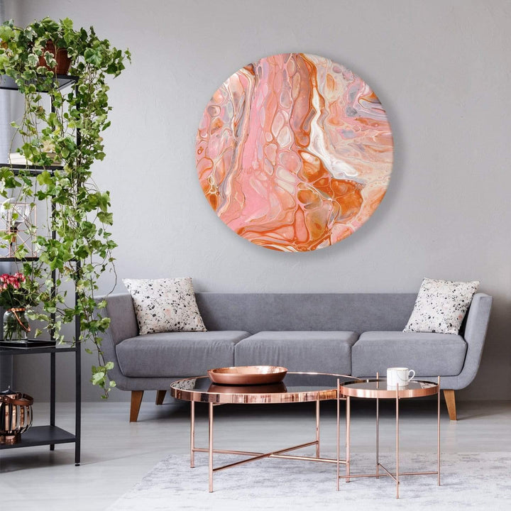 Romanticism in Blush Abstract Circle Acrylic Glass Wall Art