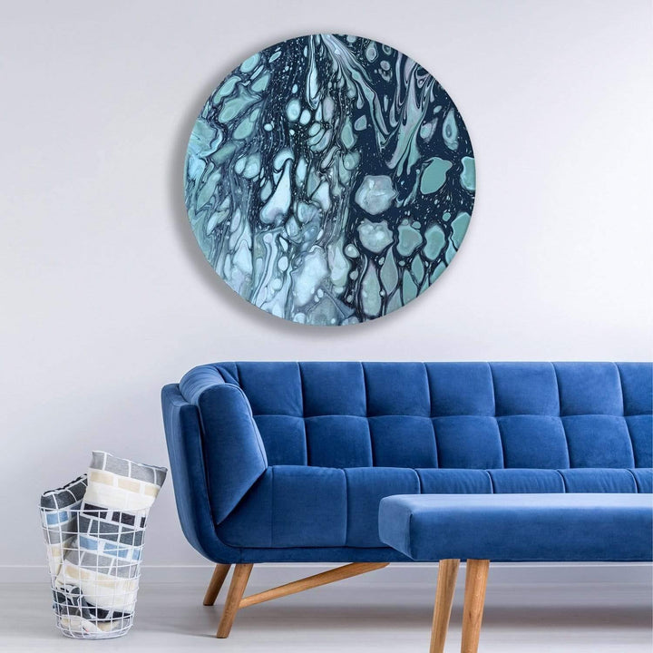Antarctic Ocean Abstract Circle Acrylic Glass Wall Art