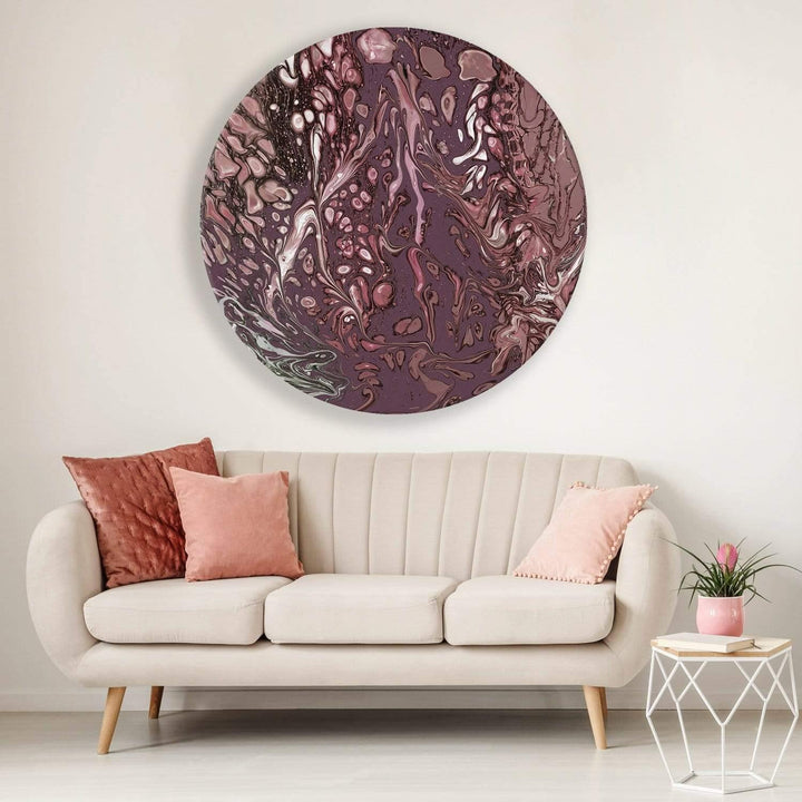 Mulberry Abstract Circle Acrylic Glass Wall Art
