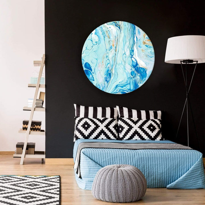 Trepidation of the Ocean Abstract Circle Acrylic Glass Wall Art