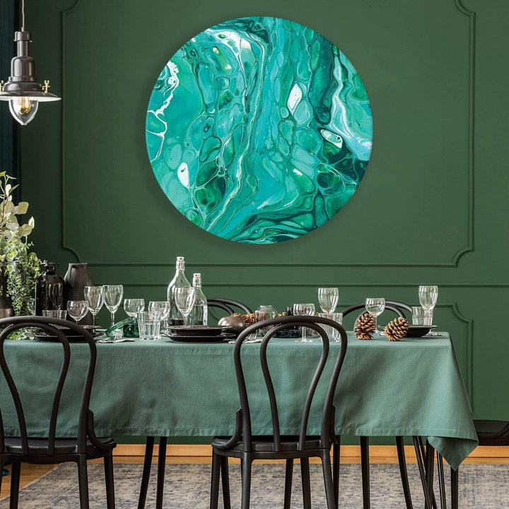 Life is a Mystery Emerald Abstract Circle Acrylic Glass Wall Art
