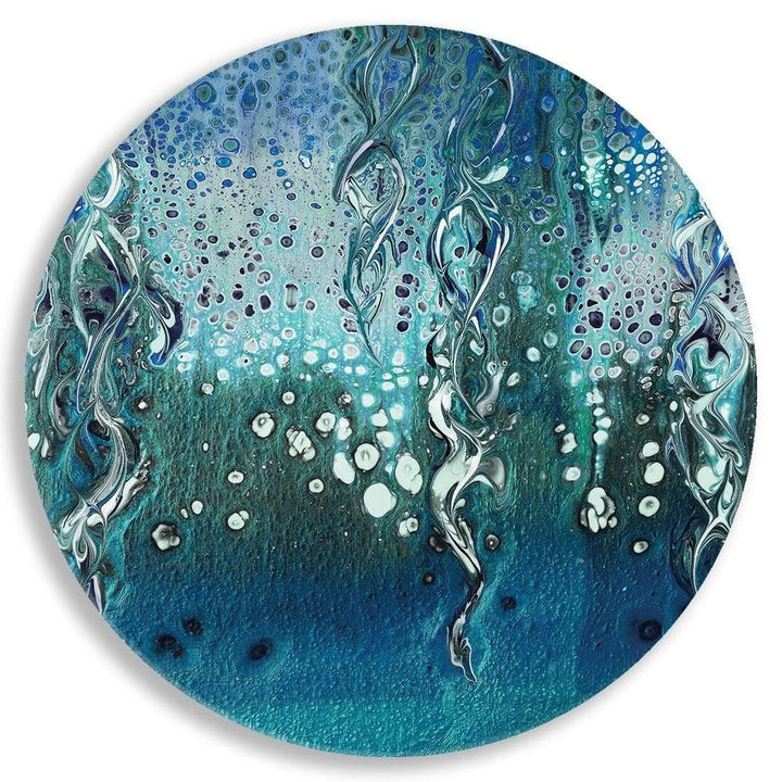 Bioluminescence Abstract Circle Acrylic Glass Wall Art